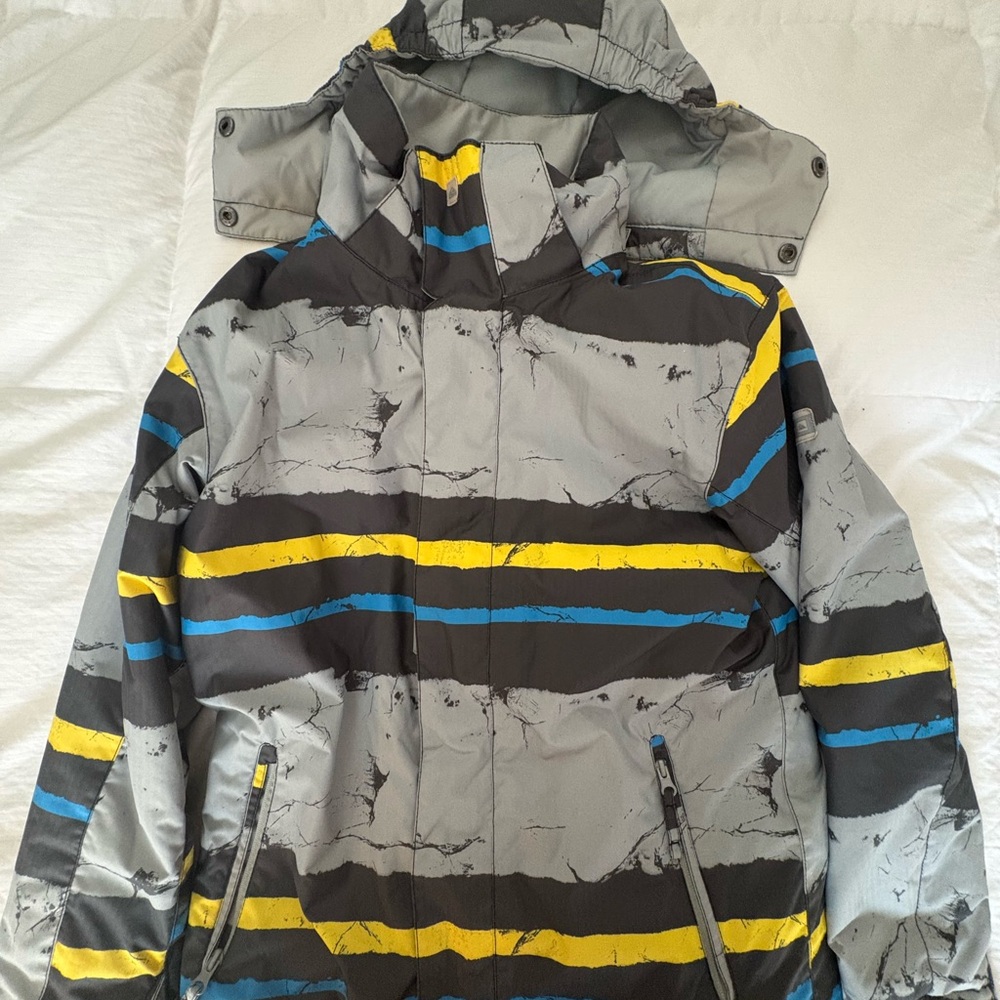 Quiksilver Kids Ski Jacket with Yellow and Blue Stripes